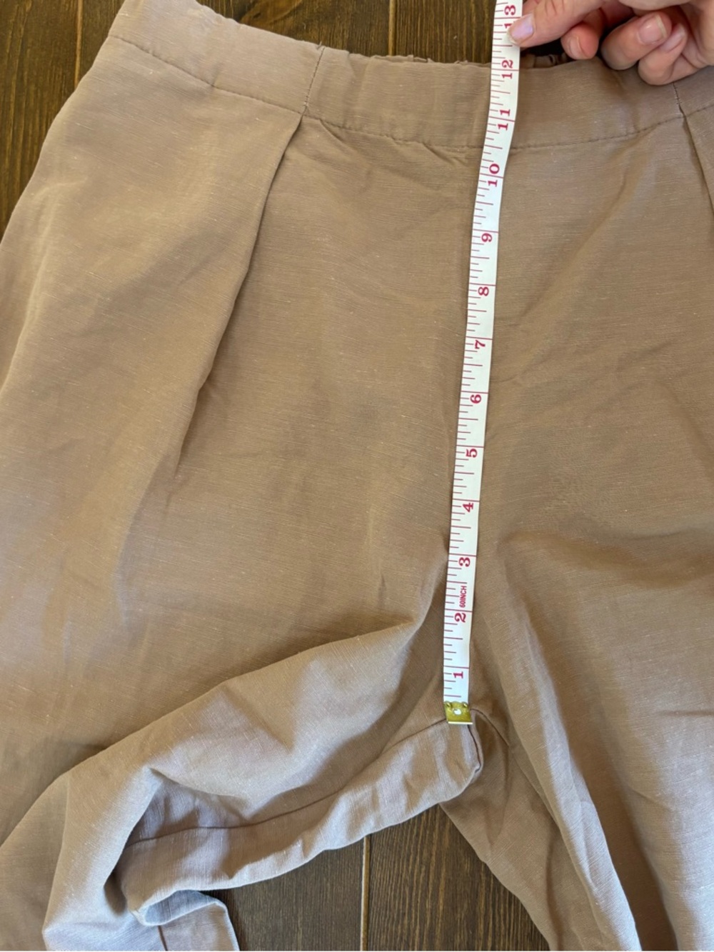 Zara Linen Blend Wide Leg Pull-On Pants Pleated Front Neutral Tan Size Medium - Picture 7 of 13